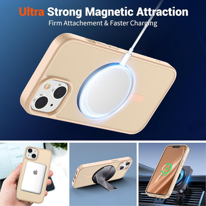 SUPFINE Magnetic for iPhone 14 Case & iPhone 13 Case (Compatible with MagSafe) (Military Grade Drop Protection) Slim Translucent Matte Shockproof Phone Cover,Sand Pink - 7DAY'S