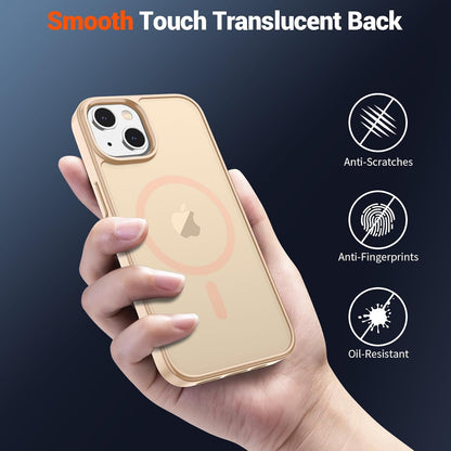 SUPFINE Magnetic for iPhone 14 Case & iPhone 13 Case (Compatible with MagSafe) (Military Grade Drop Protection) Slim Translucent Matte Shockproof Phone Cover,Sand Pink - 7DAY'S