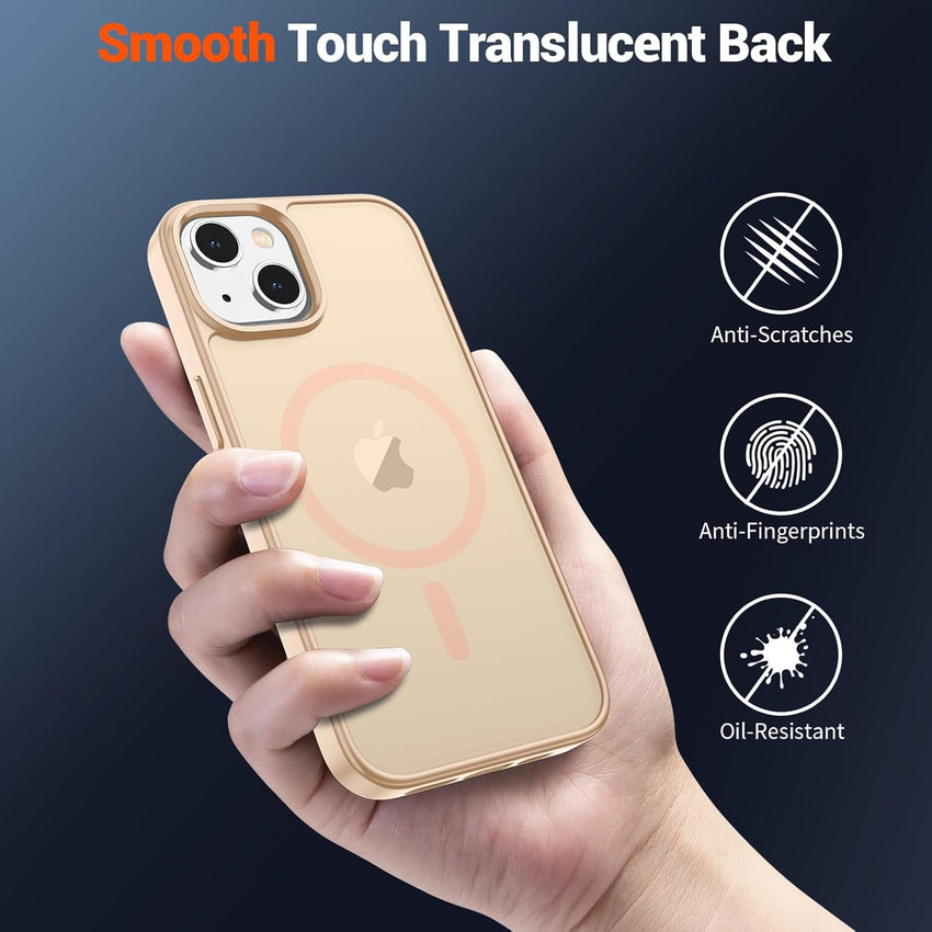 SUPFINE Magnetic for iPhone 14 Case & iPhone 13 Case (Compatible with MagSafe) (Military Grade Drop Protection) Slim Translucent Matte Shockproof Phone Cover,Sand Pink - 7DAY'S