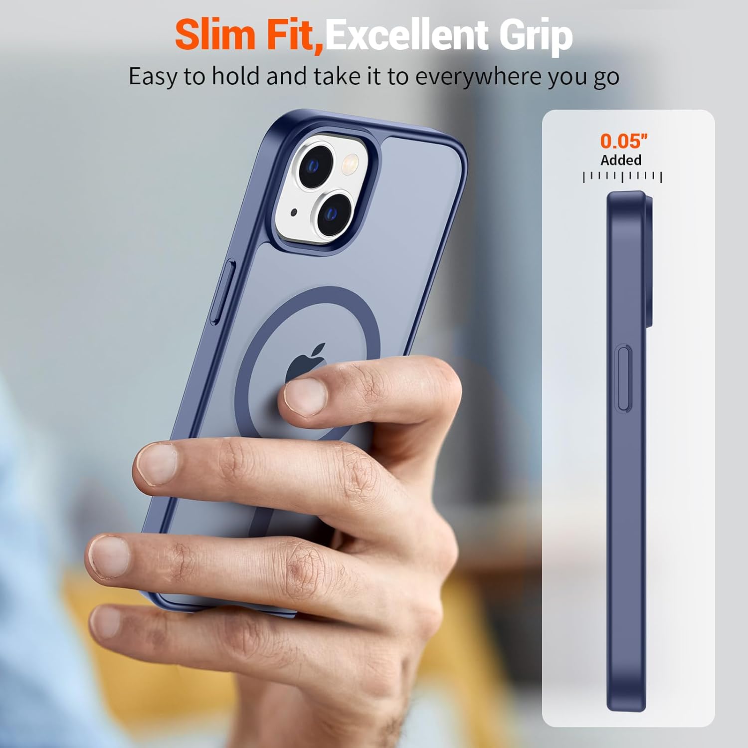 SUPFINE Magnetic for iPhone 14 Case & iPhone 13 Case (Compatible with MagSafe)(Military Grade Drop Protection) Slim Translucent Matte Shockproof Phone Cover,Lavender Gray - 7DAY'S