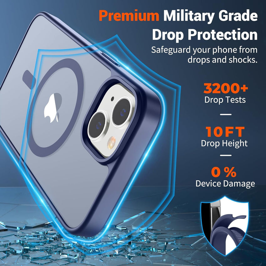 SUPFINE Magnetic for iPhone 14 Case & iPhone 13 Case (Compatible with MagSafe)(Military Grade Drop Protection) Slim Translucent Matte Shockproof Phone Cover,Lavender Gray - 7DAY'S