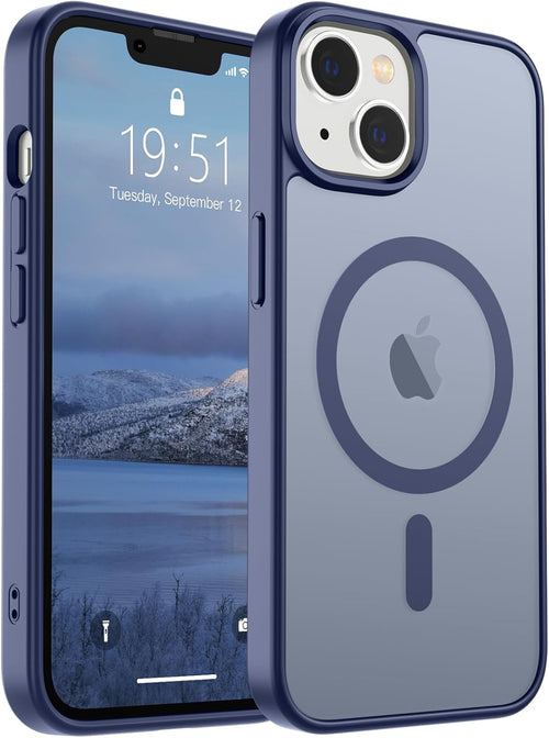 iPhone 14 Case & iPhone 13 Case (Compatible with MagSafe)(Military Grade Drop Protection) Slim Translucent Matte Shockproof Phone Cover,Lavender Gray