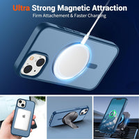 SUPFINE Magnetic for iPhone 14 Case & iPhone 13 Case (Compatible with MagSafe)(Military Grade Drop Protection) Slim Translucent Matte Shockproof with Anti - Fingerprint Phone Case,Deep Blue - 7DAY'S