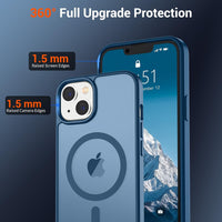 SUPFINE Magnetic for iPhone 14 Case & iPhone 13 Case (Compatible with MagSafe)(Military Grade Drop Protection) Slim Translucent Matte Shockproof with Anti - Fingerprint Phone Case,Deep Blue - 7DAY'S