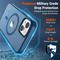 SUPFINE Magnetic for iPhone 14 Case & iPhone 13 Case (Compatible with MagSafe)(Military Grade Drop Protection) Slim Translucent Matte Shockproof with Anti - Fingerprint Phone Case,Deep Blue - 7DAY'S