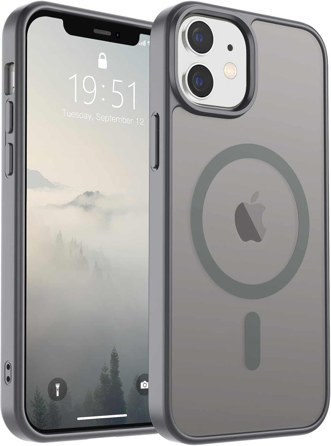 SUPFINE Magnetic for iPhone 14 Case & iPhone 13 Case (Compatible with MagSafe)(Military Grade Drop Protection) Translucent Matte Shockproof Phone Cover,Black - 7DAY'S