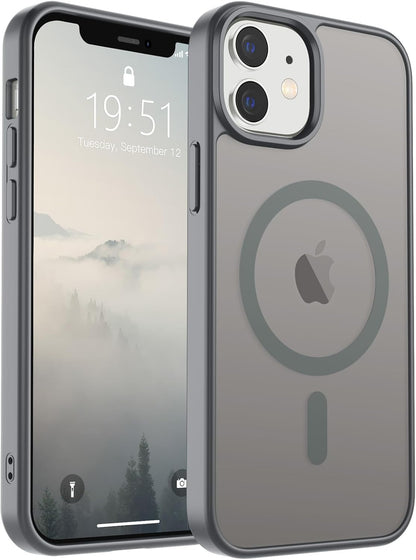 SUPFINE Magnetic for iPhone 14 Case & iPhone 13 Case (Compatible with MagSafe)(Military Grade Drop Protection) Translucent Matte Shockproof Phone Cover,Black - 7DAY'S