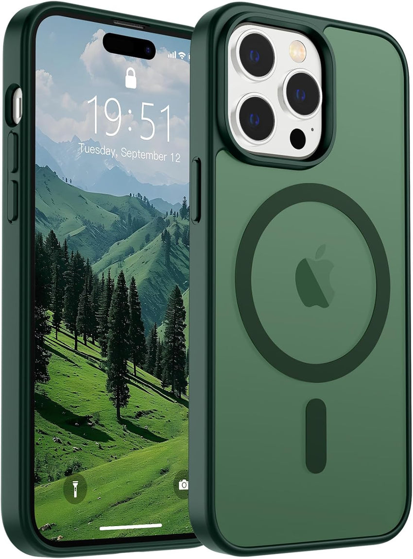 SUPFINE Magnetic for iPhone 14 Case & iPhone 13 Case (Compatible with MagSafe)(Military Grade Drop Protection) Translucent Matte Shockproof Phone Cover,Black - 7DAY'S
