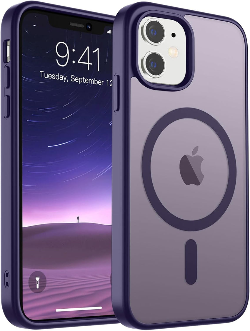 SUPFINE Magnetic for iPhone 14 Case & iPhone 13 Case (Compatible with MagSafe)(Military Grade Drop Protection) Translucent Matte Shockproof Phone Cover,Black - 7DAY'S