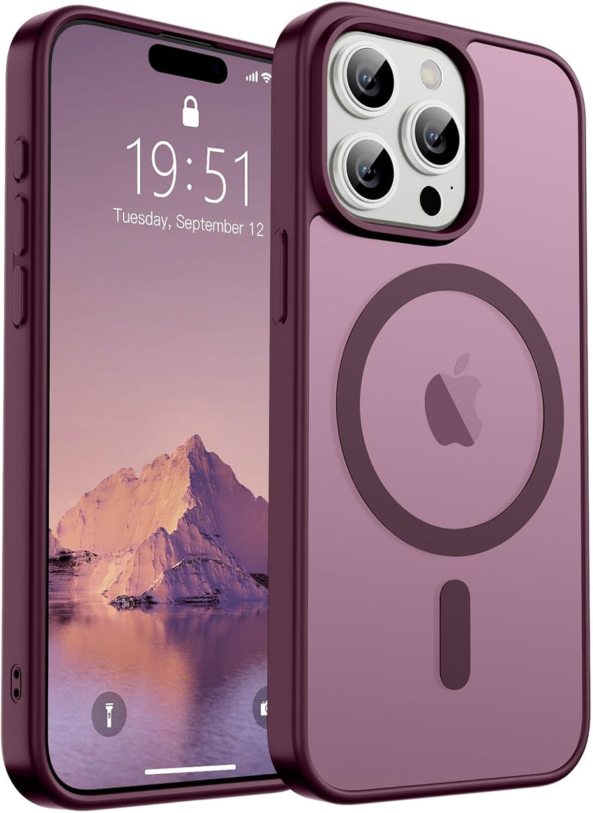 SUPFINE Magnetic for iPhone 14 Case & iPhone 13 Case (Compatible with MagSafe)(Military Grade Drop Protection) Translucent Matte Shockproof Phone Cover,Black - 7DAY'S