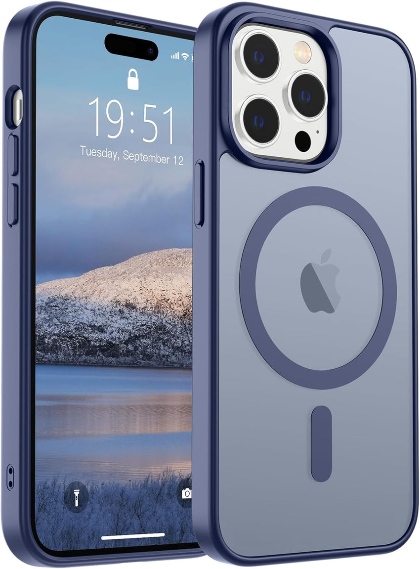SUPFINE Magnetic for iPhone 14 Case & iPhone 13 Case (Compatible with MagSafe)(Military Grade Drop Protection) Translucent Matte Shockproof Phone Cover,Black - 7DAY'S