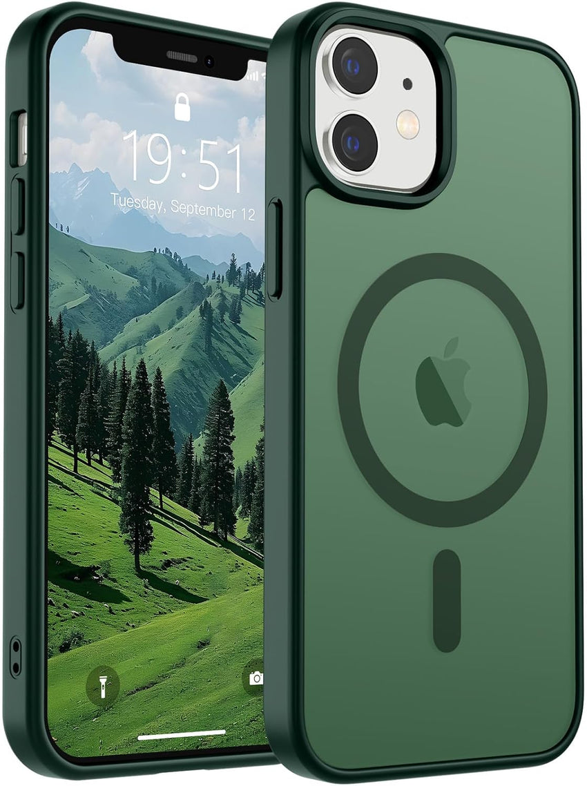SUPFINE Magnetic for iPhone 14 Case & iPhone 13 Case (Compatible with MagSafe)(Military Grade Drop Protection) Translucent Matte Shockproof Phone Cover,Black - 7DAY'S