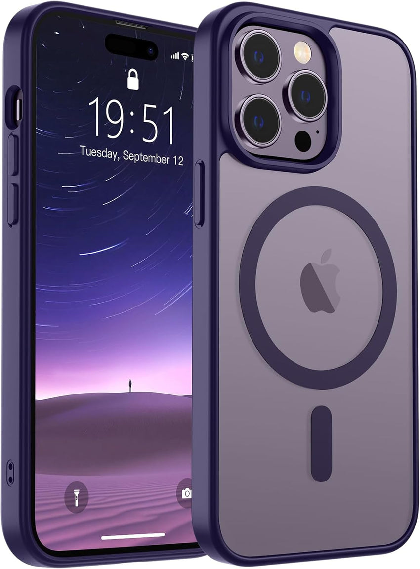SUPFINE Magnetic for iPhone 14 Case & iPhone 13 Case (Compatible with MagSafe)(Military Grade Drop Protection) Translucent Matte Shockproof Phone Cover,Black - 7DAY'S