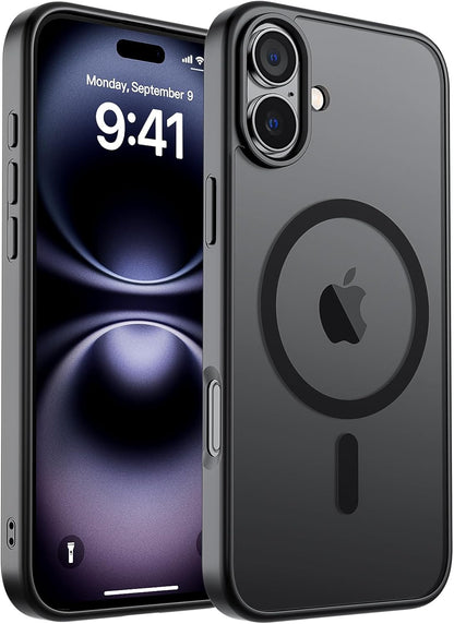 SUPFINE Magnetic for iPhone 14 Case & iPhone 13 Case (Compatible with MagSafe)(Military Grade Drop Protection) Translucent Matte Shockproof Phone Cover,Black - 7DAY'S