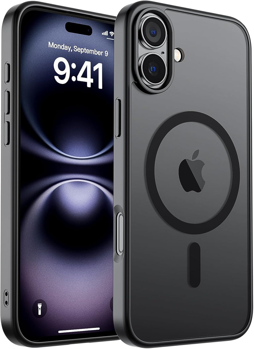SUPFINE Magnetic for iPhone 14 Case & iPhone 13 Case (Compatible with MagSafe)(Military Grade Drop Protection) Translucent Matte Shockproof Phone Cover,Black - 7DAY'S