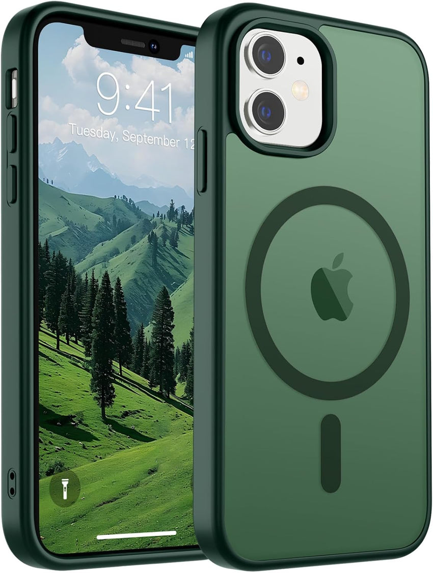 SUPFINE Magnetic for iPhone 14 Case & iPhone 13 Case (Compatible with MagSafe)(Military Grade Drop Protection) Translucent Matte Shockproof Phone Cover,Black - 7DAY'S