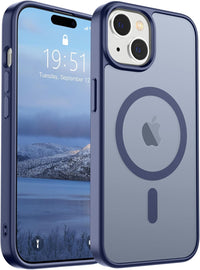 SUPFINE Magnetic for iPhone 14 Case & iPhone 13 Case (Compatible with MagSafe)(Military Grade Drop Protection) Translucent Matte Shockproof Phone Cover,Black - 7DAY'S