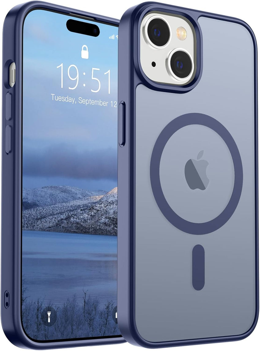 SUPFINE Magnetic for iPhone 14 Case & iPhone 13 Case (Compatible with MagSafe)(Military Grade Drop Protection) Translucent Matte Shockproof Phone Cover,Black - 7DAY'S