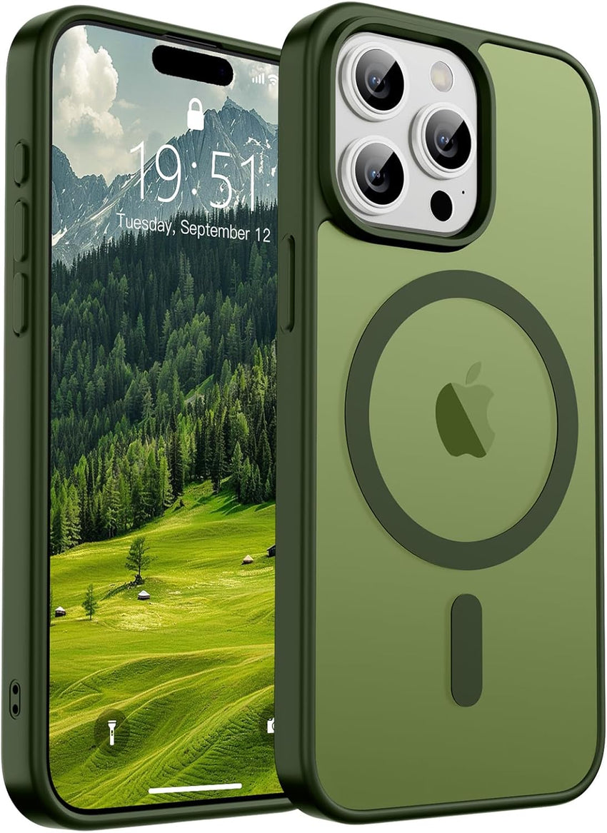 SUPFINE Magnetic for iPhone 14 Case & iPhone 13 Case (Compatible with MagSafe)(Military Grade Drop Protection) Translucent Matte Shockproof Phone Cover,Black - 7DAY'S