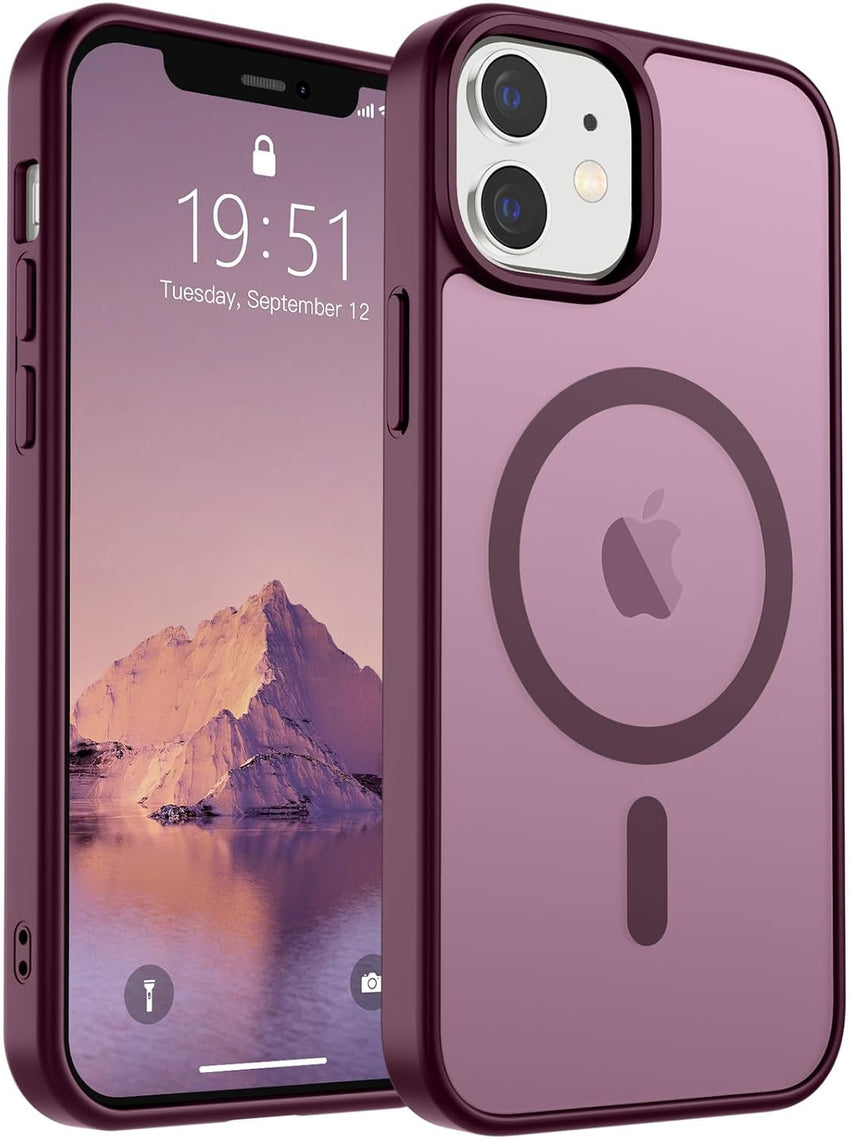 SUPFINE Magnetic for iPhone 14 Case & iPhone 13 Case (Compatible with MagSafe)(Military Grade Drop Protection) Translucent Matte Shockproof Phone Cover,Black - 7DAY'S