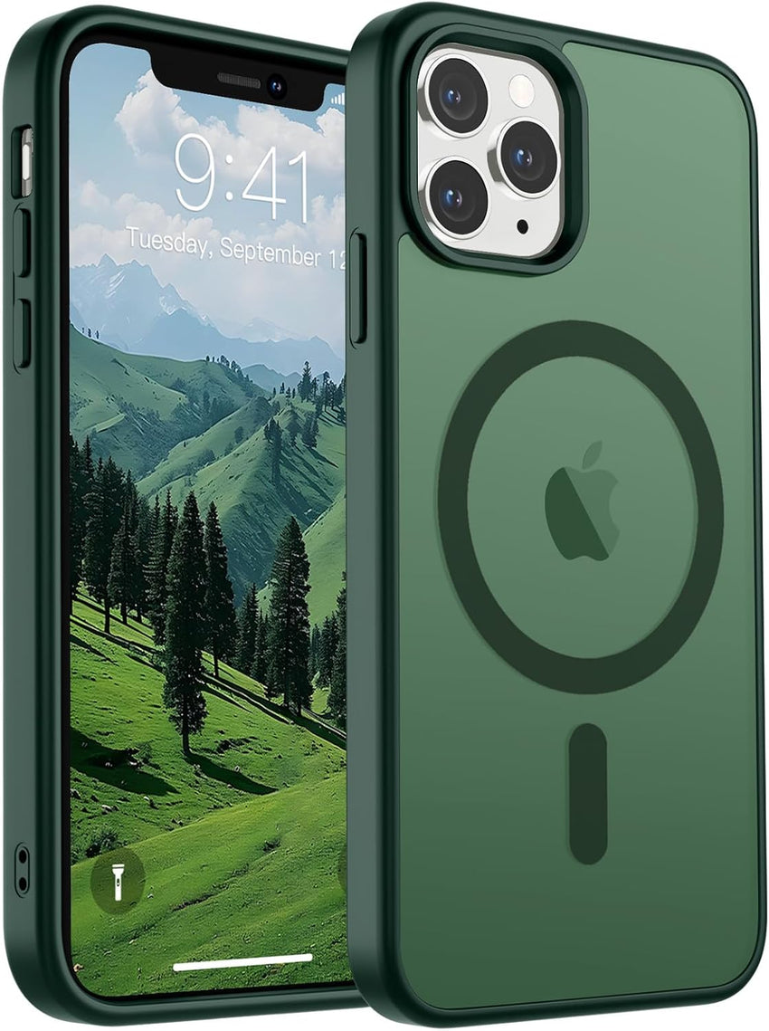 SUPFINE Magnetic for iPhone 14 Case & iPhone 13 Case (Compatible with MagSafe)(Military Grade Drop Protection) Translucent Matte Shockproof Phone Cover,Black - 7DAY'S
