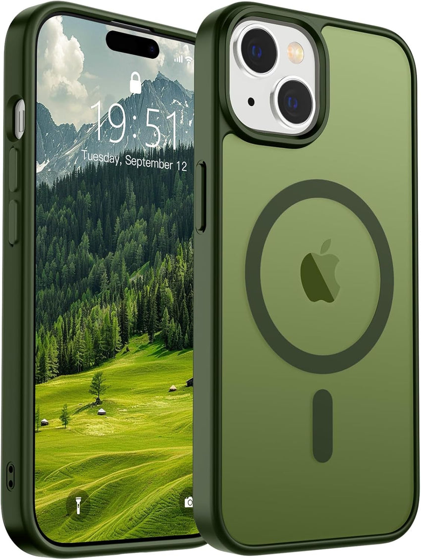 SUPFINE Magnetic for iPhone 14 Case & iPhone 13 Case (Compatible with MagSafe)(Military Grade Drop Protection) Translucent Matte Shockproof Phone Cover,Black - 7DAY'S