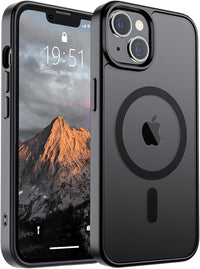 SUPFINE Magnetic for iPhone 14 Case & iPhone 13 Case (Compatible with MagSafe)(Military Grade Drop Protection) Translucent Matte Shockproof Phone Cover,Black - 7DAY'S