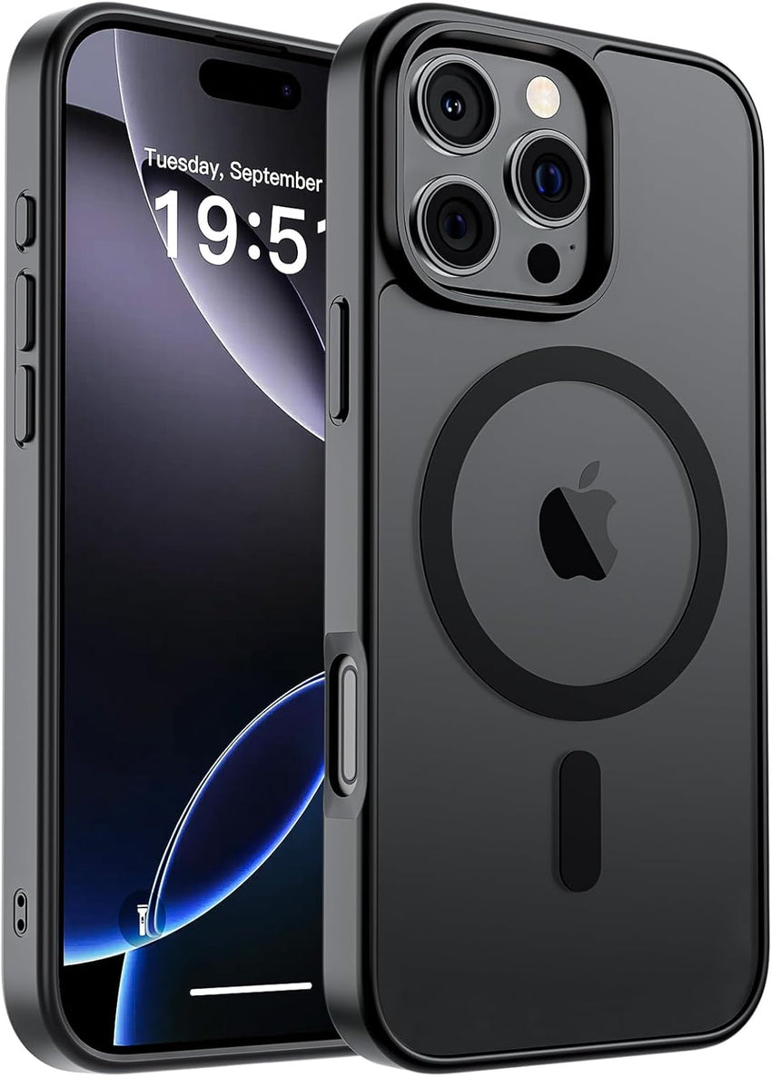 SUPFINE Magnetic for iPhone 14 Case & iPhone 13 Case (Compatible with MagSafe)(Military Grade Drop Protection) Translucent Matte Shockproof Phone Cover,Black - 7DAY'S