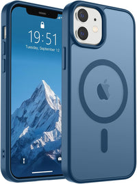 SUPFINE Magnetic for iPhone 14 Case & iPhone 13 Case (Compatible with MagSafe)(Military Grade Drop Protection) Translucent Matte Shockproof Phone Cover,Black - 7DAY'S