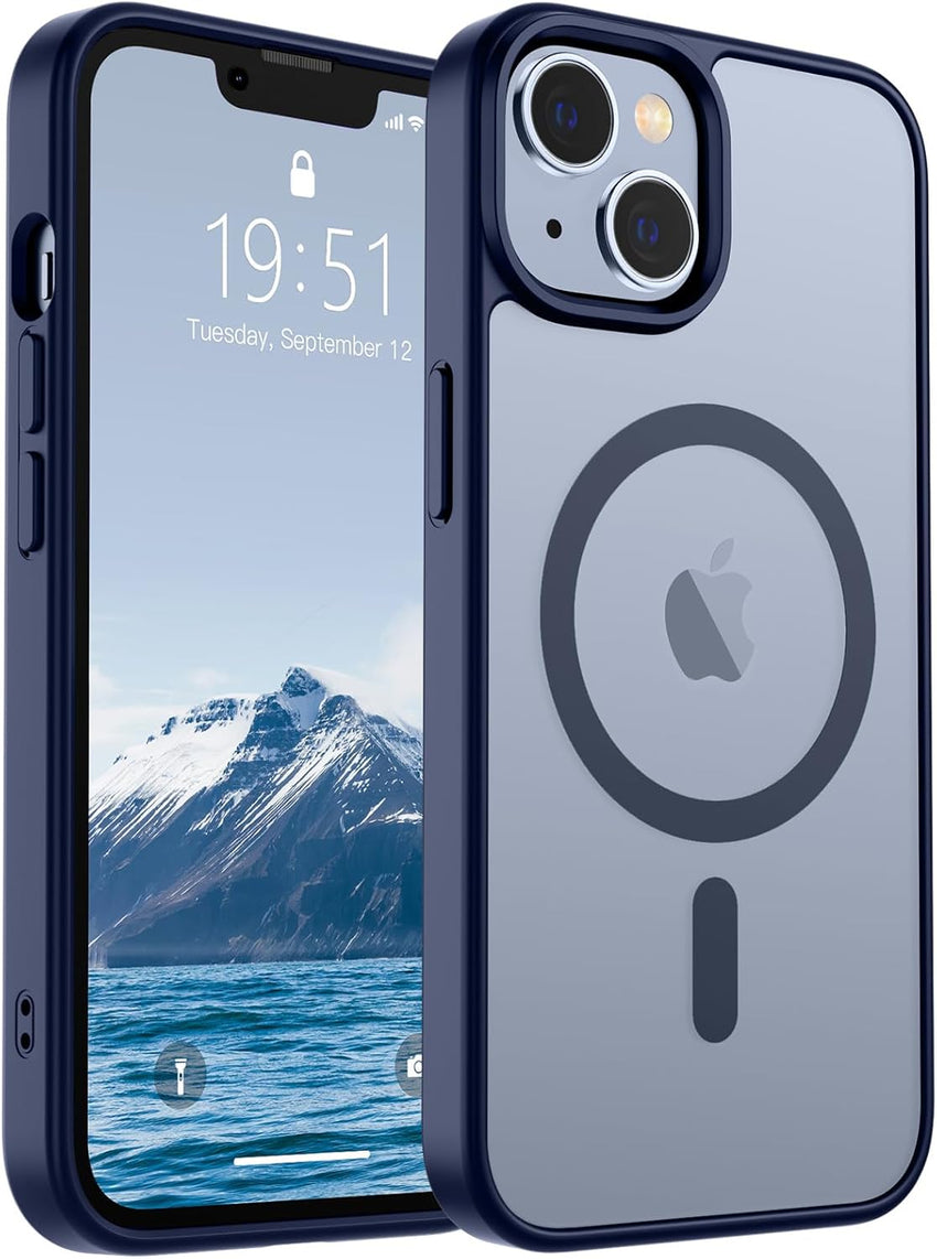 SUPFINE Magnetic for iPhone 14 Case & iPhone 13 Case (Compatible with MagSafe)(Military Grade Drop Protection) Translucent Matte Shockproof Phone Cover,Black - 7DAY'S