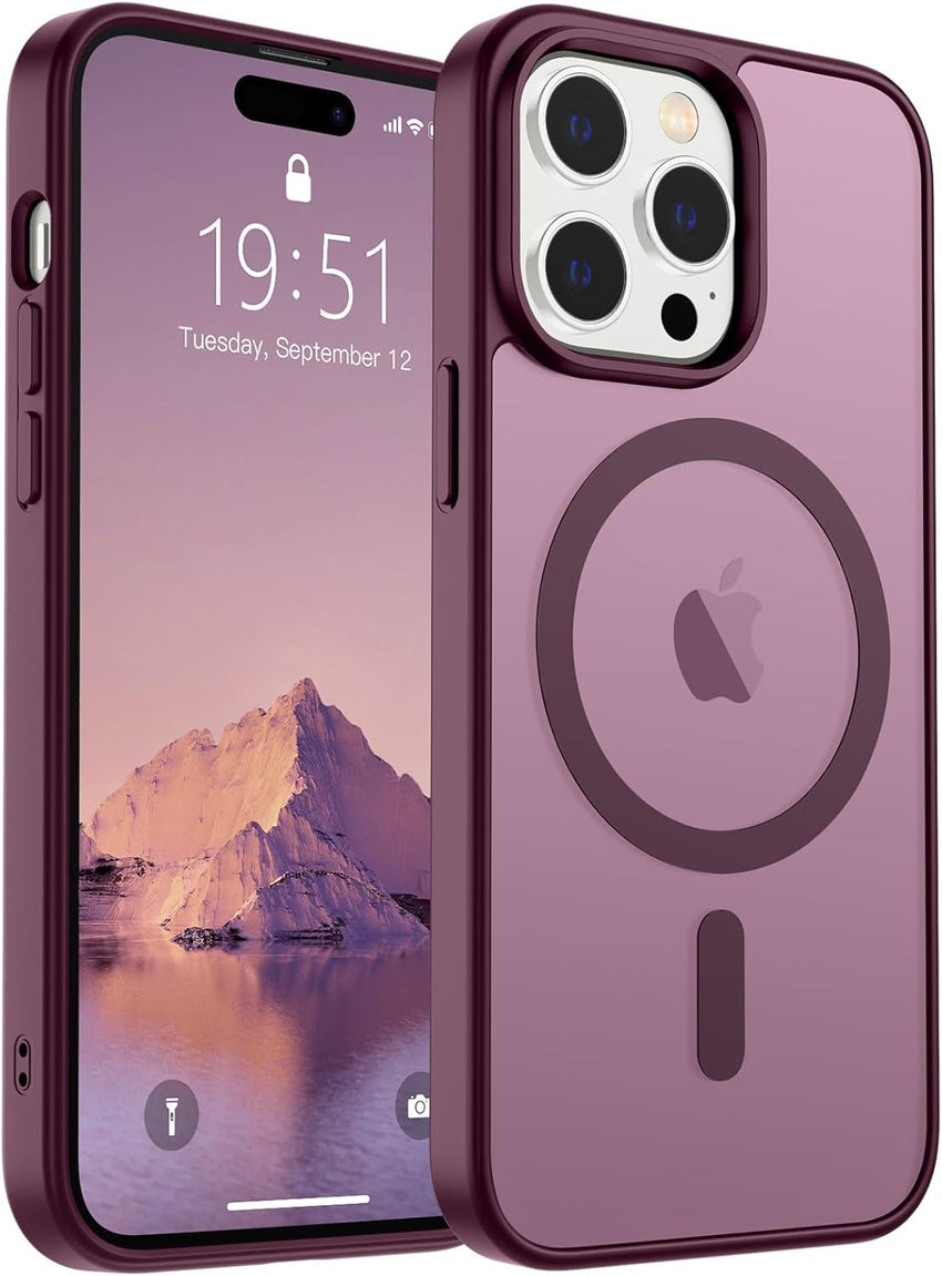 SUPFINE Magnetic for iPhone 14 Case & iPhone 13 Case (Compatible with MagSafe)(Military Grade Drop Protection) Translucent Matte Shockproof Phone Cover,Black - 7DAY'S