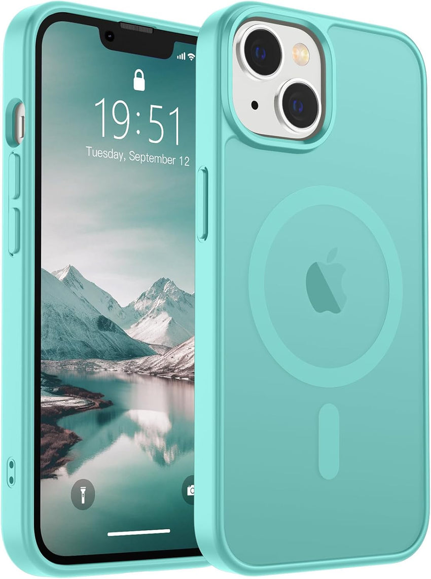 SUPFINE Magnetic for iPhone 14 Case & iPhone 13 Case (Compatible with MagSafe)(Military Grade Drop Protection) Translucent Matte Shockproof Phone Cover,Black - 7DAY'S