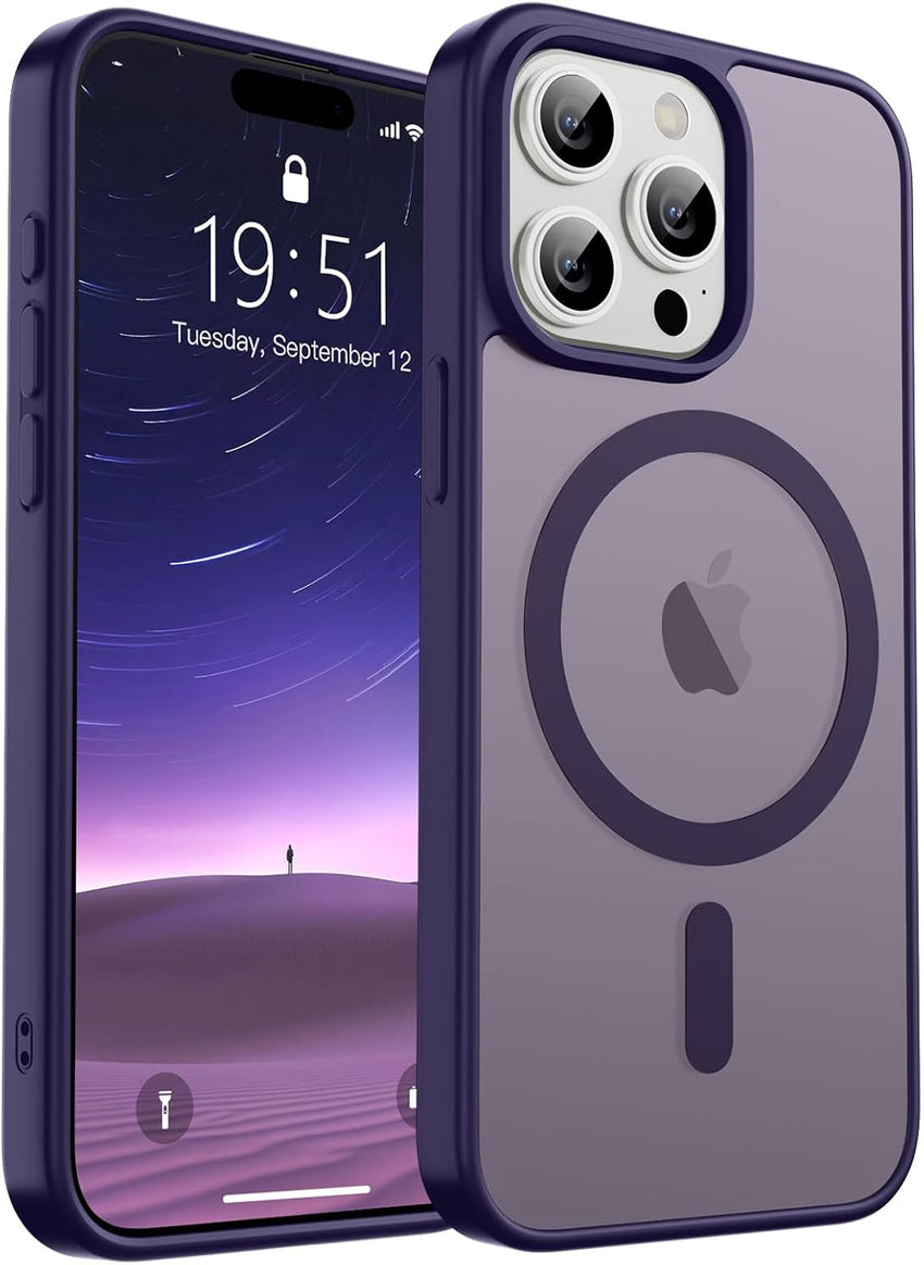 SUPFINE Magnetic for iPhone 14 Case & iPhone 13 Case (Compatible with MagSafe)(Military Grade Drop Protection) Translucent Matte Shockproof Phone Cover,Black - 7DAY'S