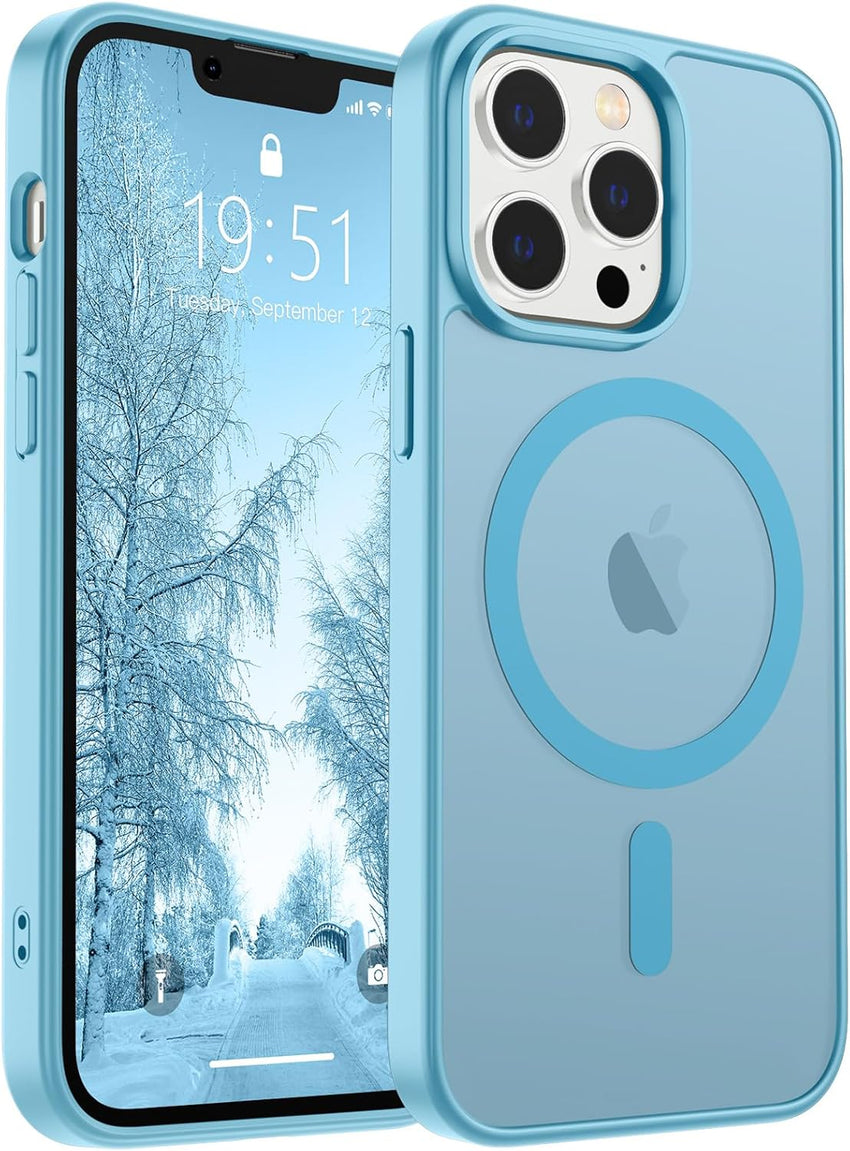 SUPFINE Magnetic for iPhone 14 Case & iPhone 13 Case (Compatible with MagSafe)(Military Grade Drop Protection) Translucent Matte Shockproof Phone Cover,Black - 7DAY'S