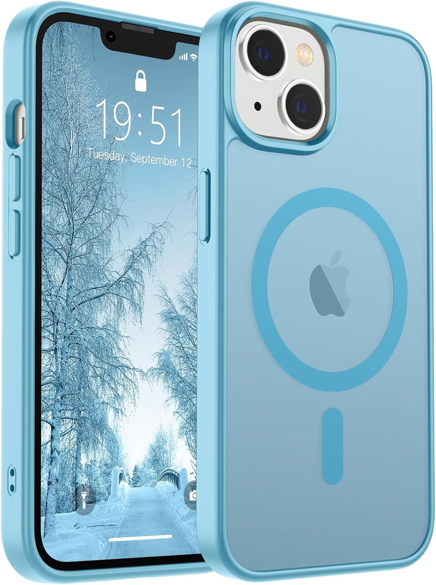 SUPFINE Magnetic for iPhone 14 Case & iPhone 13 Case (Compatible with MagSafe)(Military Grade Drop Protection) Translucent Matte Shockproof Phone Cover,Black - 7DAY'S
