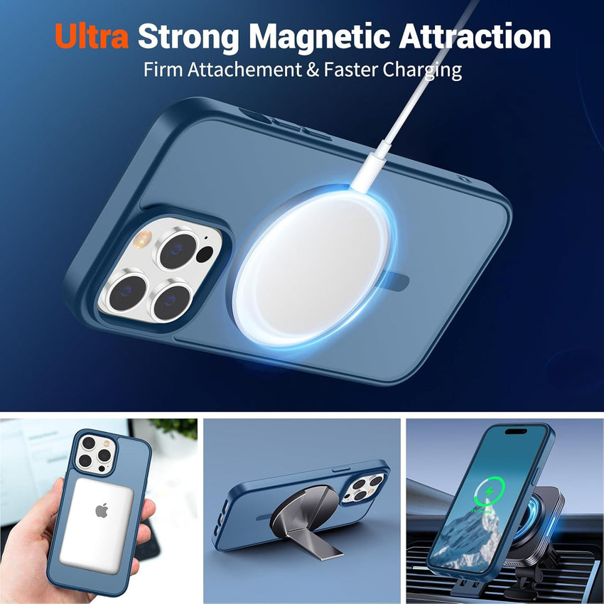 SUPFINE Magnetic for iPhone 14 Pro Case (Compatible with MagSafe) (Military Grade Drop Protection) Slim Translucent Matte Shockproof with Anti - Fingerprint Phone Case,Deep Blue - 7DAY'S