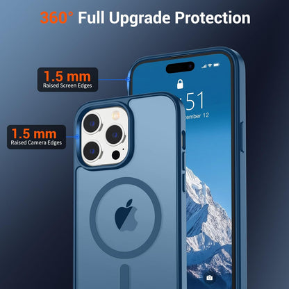 SUPFINE Magnetic for iPhone 14 Pro Case (Compatible with MagSafe) (Military Grade Drop Protection) Slim Translucent Matte Shockproof with Anti - Fingerprint Phone Case,Deep Blue - 7DAY'S