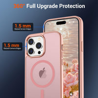 SUPFINE Magnetic for iPhone 14 Pro Case (Compatible with MagSafe) (Military Grade Drop Protection) Slim Translucent Matte Shockproof with Anti - Fingerprint Phone Case,Pink - 7DAY'S