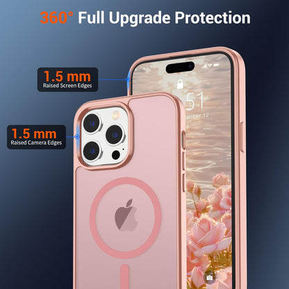 SUPFINE Magnetic for iPhone 14 Pro Case (Compatible with MagSafe) (Military Grade Drop Protection) Slim Translucent Matte Shockproof with Anti - Fingerprint Phone Case,Pink - 7DAY'S