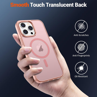 SUPFINE Magnetic for iPhone 14 Pro Case (Compatible with MagSafe) (Military Grade Drop Protection) Slim Translucent Matte Shockproof with Anti - Fingerprint Phone Case,Pink - 7DAY'S