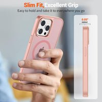 SUPFINE Magnetic for iPhone 14 Pro Case (Compatible with MagSafe) (Military Grade Drop Protection) Slim Translucent Matte Shockproof with Anti - Fingerprint Phone Case,Pink - 7DAY'S