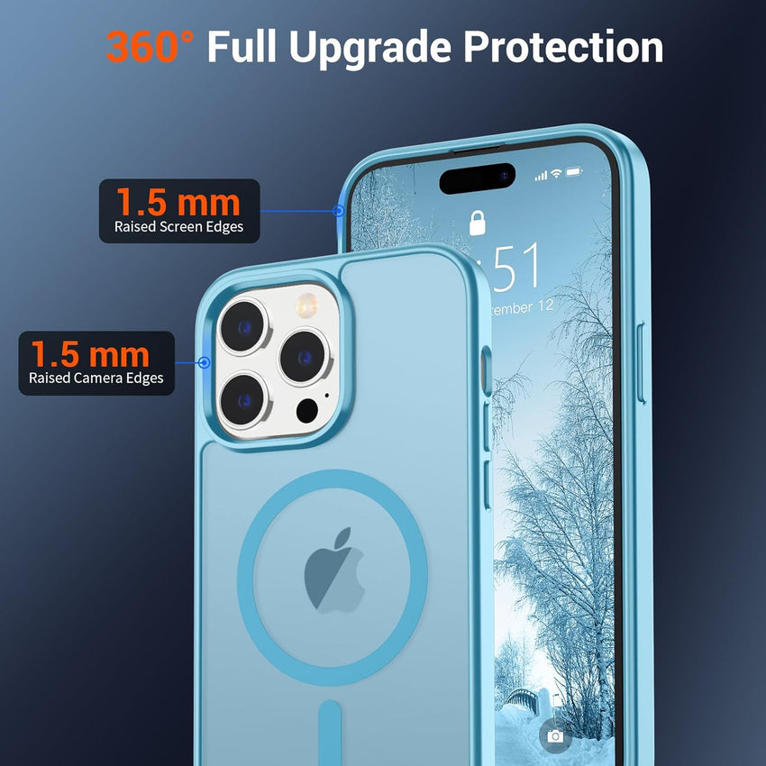 SUPFINE Magnetic for iPhone 14 Pro Max Case (Compatible with MagSafe) (Military Grade Drop Protection) Slim Translucent Matte Shockproof with Anti - Fingerprint Phone Case,Light Blue - 7DAY'S