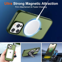 SUPFINE Magnetic for iPhone 14 Pro Max Case (Compatible with MagSafe) (Military Grade Drop Protection) Translucent Matte Shockproof Phone Case,Cangling Green - 7DAY'S