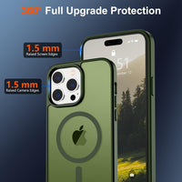 SUPFINE Magnetic for iPhone 14 Pro Max Case (Compatible with MagSafe) (Military Grade Drop Protection) Translucent Matte Shockproof Phone Case,Cangling Green - 7DAY'S