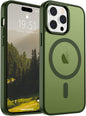 SUPFINE Magnetic for iPhone 14 Pro Max Case (Compatible with MagSafe) (Military Grade Drop Protection) Translucent Matte Shockproof Phone Case,Cangling Green - 7DAY'S