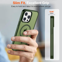 SUPFINE Magnetic for iPhone 14 Pro Max Case (Compatible with MagSafe) (Military Grade Drop Protection) Translucent Matte Shockproof Phone Case,Cangling Green - 7DAY'S