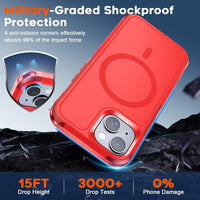 SUPFINE Magnetic for iPhone 15 Case, [Compatible with MagSafe] [15FT Military Grade Drop Protection] with [2pcs Tempered Glass Screen Protectors] Heavy Duty Shockproof Phone Case, Red - 7DAY'S
