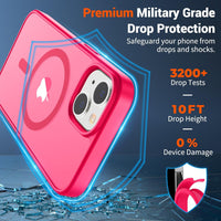SUPFINE Magnetic for iPhone 15 Case (Compatible with MagSafe) (Military Grade Drop Protection) Slim Translucent Matte Shockproof with Anti - Fingerprint Phone Case,Hot Pink - 7DAY'S