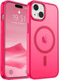 SUPFINE Magnetic for iPhone 15 Case (Compatible with MagSafe) (Military Grade Drop Protection) Slim Translucent Matte Shockproof with Anti - Fingerprint Phone Case,Hot Pink - 7DAY'S