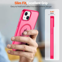 SUPFINE Magnetic for iPhone 15 Case (Compatible with MagSafe) (Military Grade Drop Protection) Slim Translucent Matte Shockproof with Anti - Fingerprint Phone Case,Hot Pink - 7DAY'S